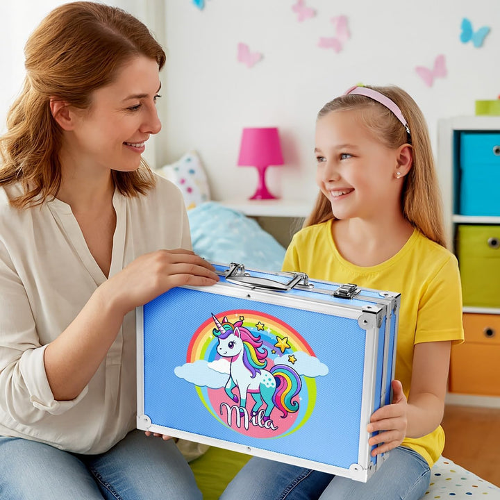 Maverton personalisiertes Kunstset für Kinder - 118-teilig Malkoffer - Buntstifte Koffer Set - Gesch