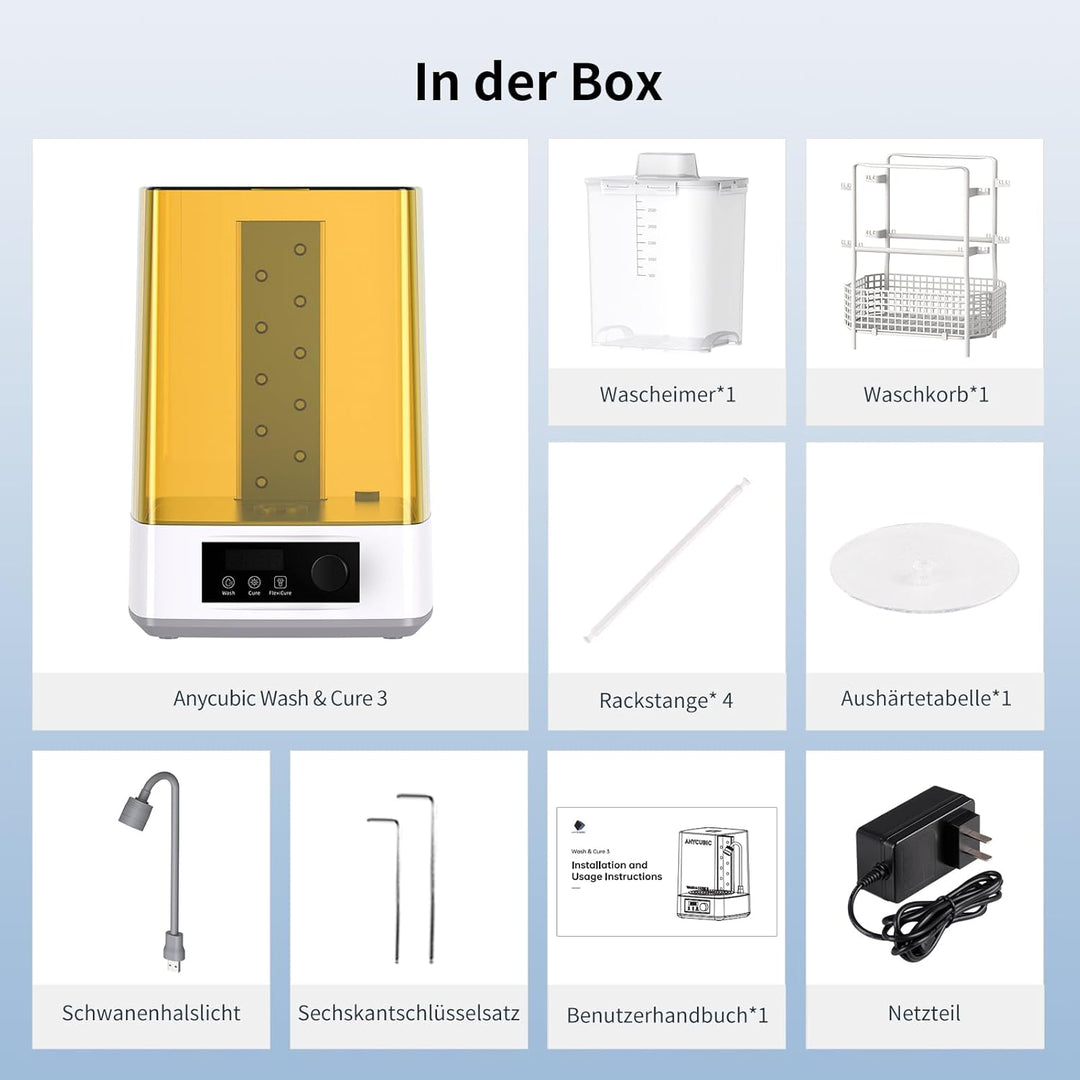 ANYCUBIC Wash & Cure 3 für LCD/DLP/SLA Resin 3D Drucker Modell, 2 in 1 Wascheimer und UV Durchhärteg