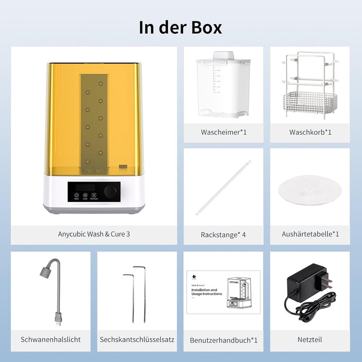 ANYCUBIC Wash & Cure 3 für LCD/DLP/SLA Resin 3D Drucker Modell, 2 in 1 Wascheimer und UV Durchhärteg