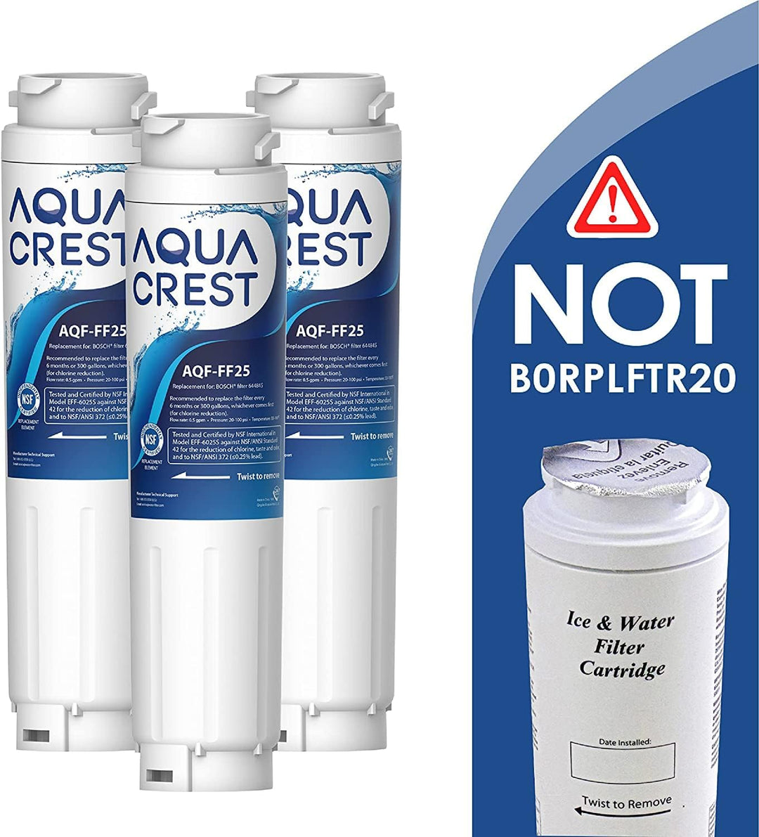 3x AQUACREST 644845 Kühlschrank Wasserfilter Ersatz, Kompatibel mit Bosch Ultra Clarity 644845, Siem