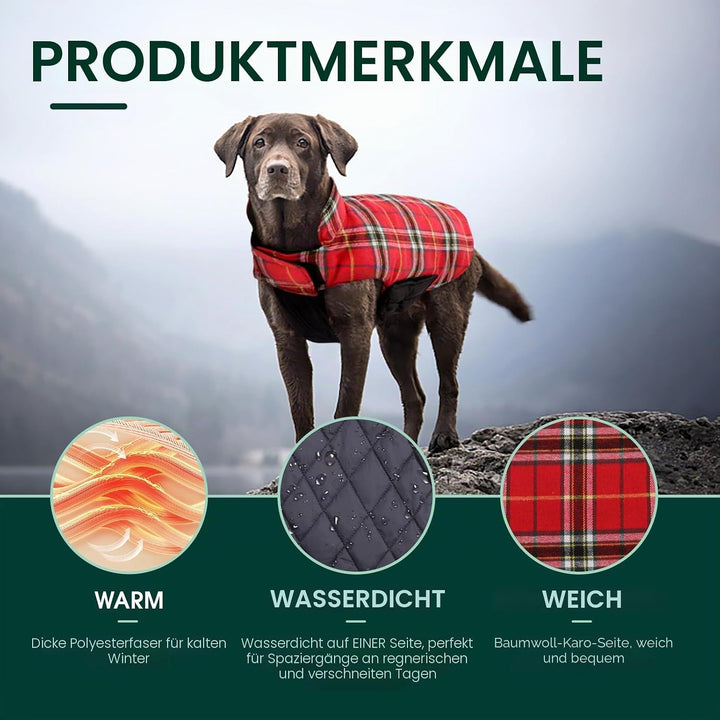 Kuoser Hundemantel Winter, Hundejacke für Grosse Hunde, Grosse Hundemantel Fleece Wasserdicht und Wa