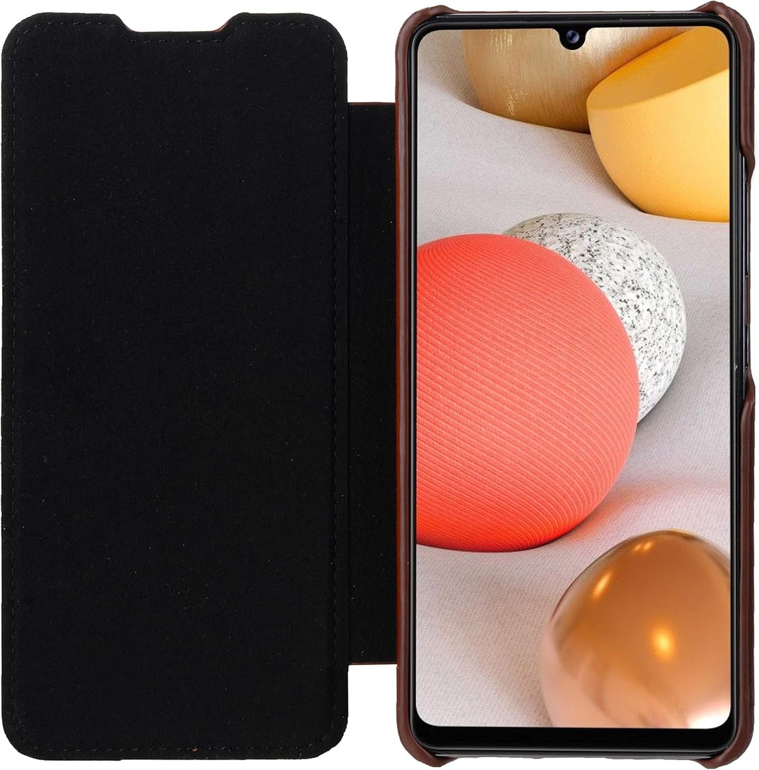STILGUT Book Case kompatibel mit Samsung Galaxy A42 5G Hülle aus Leder zum Klappen, Klapphülle, Hand