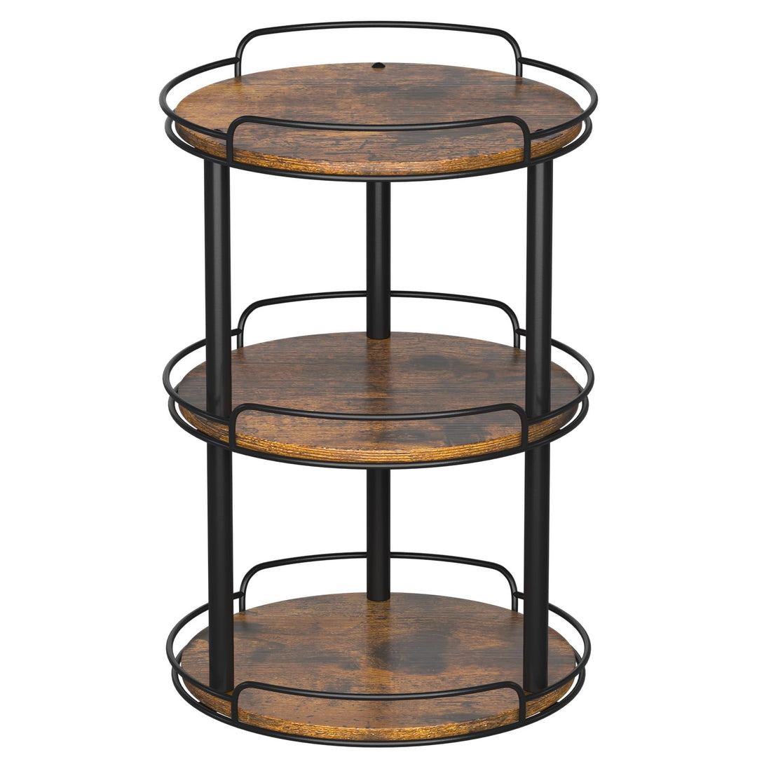 LAMU Lazy Susan Drehteller-Organizer aus Holz für Schrank, 3 Etagen, Lazy Susan Gewürzregal für Küch