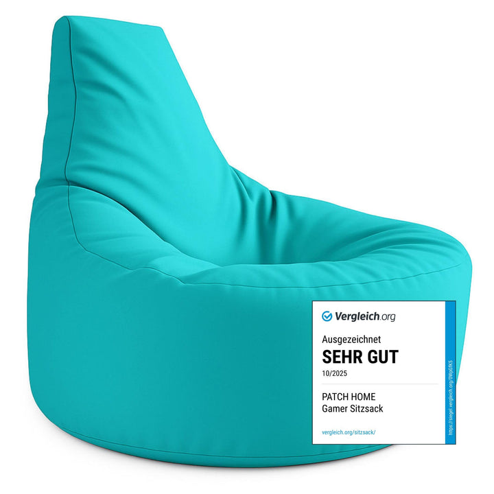 PATCH HOME Gamer Kissen & Lounge Sitzsack – befüllbar mit Reissverschluss, gefüllt mit Styropor, gee