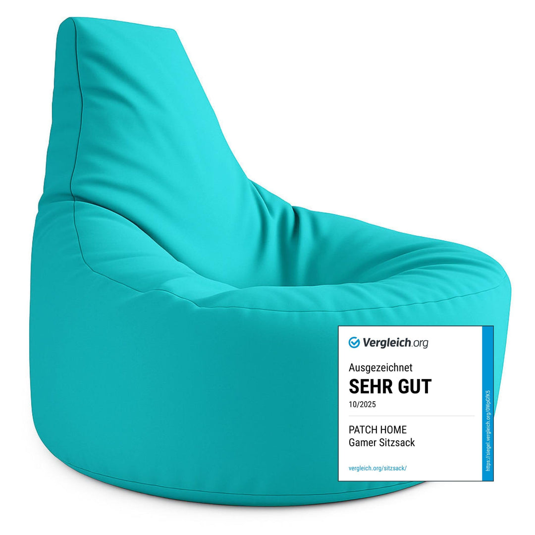 PATCH HOME Gamer Kissen & Lounge Sitzsack – befüllbar mit Reissverschluss, gefüllt mit Styropor, gee