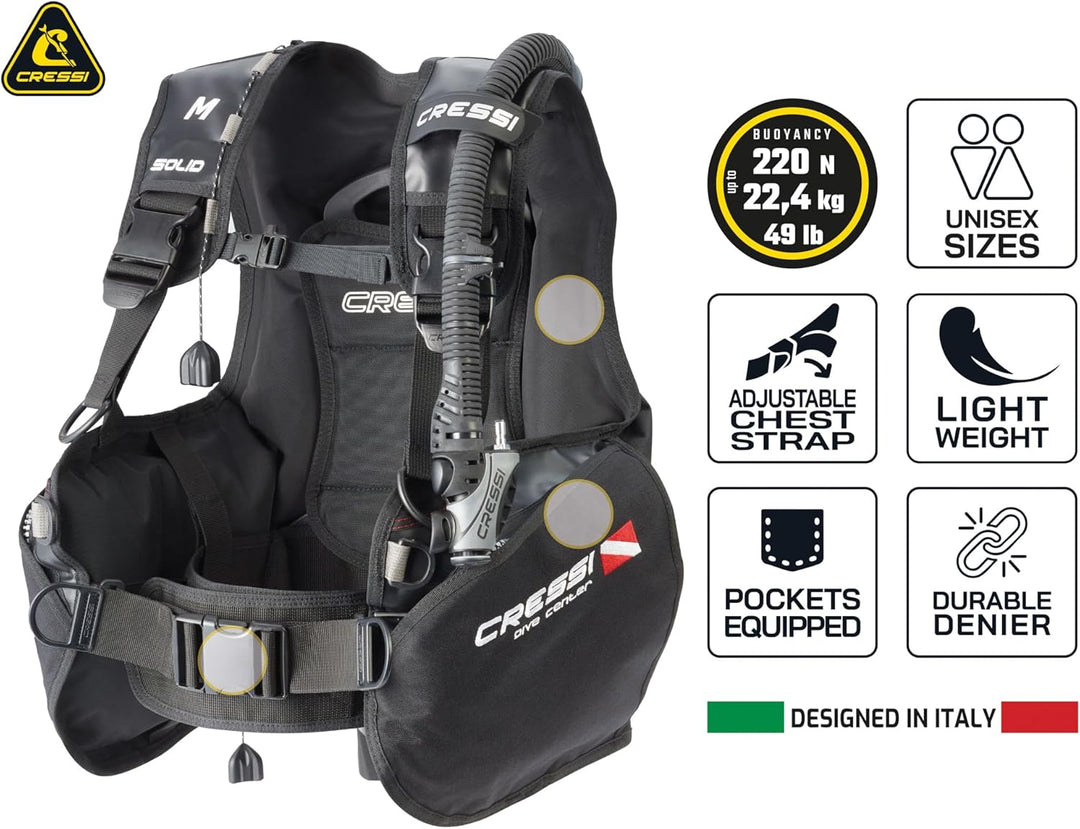 Cressi Solid Dive Center Edition Tauchjackets Gute Tarierung XXS-KID Schwarz, XXS-KID Schwarz