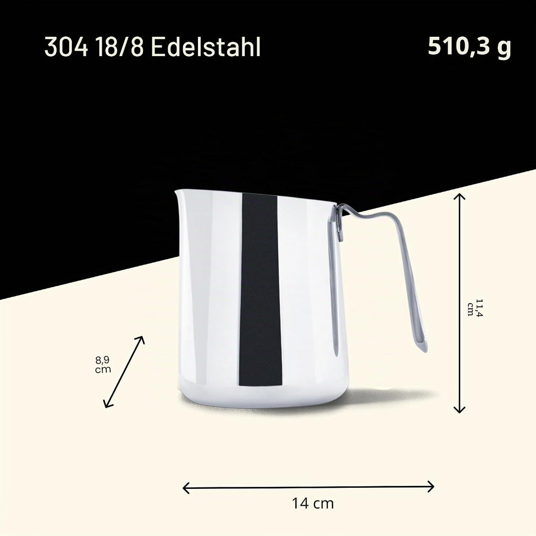 Fellow Eddy Dampfkrug für Milchaufschäumung und Präzisions-Latte-Kunst, Messhilfen, geriffelter Ausg