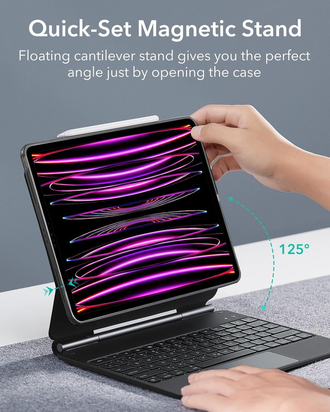 ESR Magnetische Keyboard Hülle, iPad Tastatur Hülle für iPad Pro 12.9 2022, magnetischer Ständer, Po