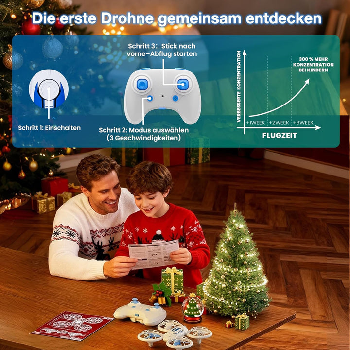 Ridge's Puddle S60 Drohne für Kinder - Mini Drone mit LED Lichter RC Quadcopter Spielzeug ab 6 7 8 9