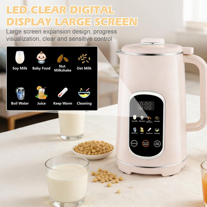 Nussmilchmaschine 8-in-1 mit Icon-Touchpanel, Pflanzenmilchbereiter 1200 ml mit Selbstreinigung, Tim