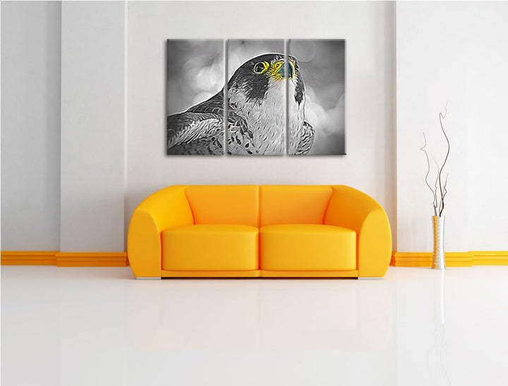 schöner anmutiger Adler schwarz/weiss Spezial 3-Teiler Leinwandbild 120x80 Bild auf Leinwand, XXL ri