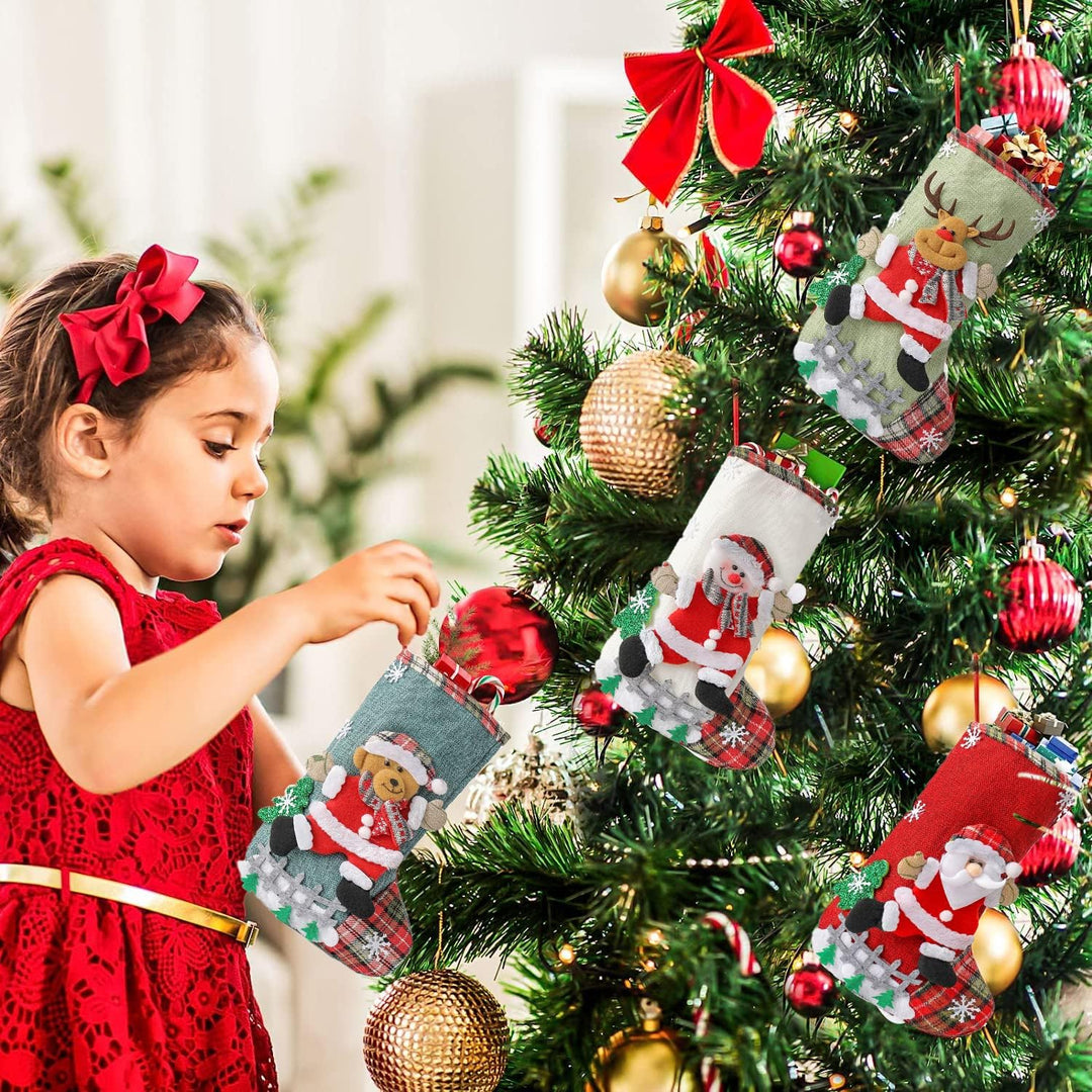 Youery 4 Stück Weihnachtsstrumpf, Weihnachtsbaum Geschenktüte Bonbontasche, Weihnachten Christmas St