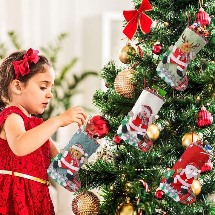 Youery 4 Stück Weihnachtsstrumpf, Weihnachtsbaum Geschenktüte Bonbontasche, Weihnachten Christmas St
