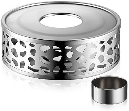 Ecooe 1.5L Teekanne mit Stövchen, Teekanne Glas und Teewärmer Edelstahl Silber 1500 ml, Silber 1500