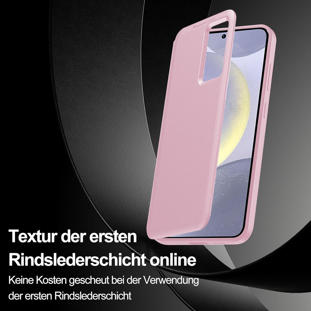 für Samsung S24 Smart View Hülle, Wallet Smartphone Case, für Samsung Galaxy S24 Handyhülle Clear Vi