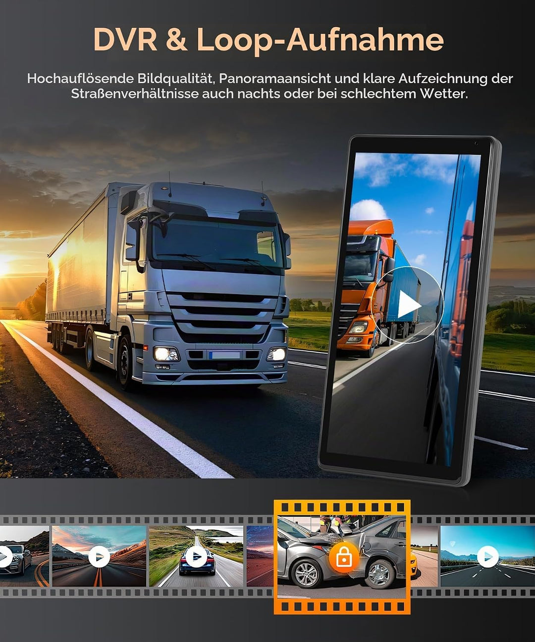 Spiegel Dashcam mit 2 Rückfahrkamera, LKW Rückspiegel mit Vertikalem Bildschirm für Lastkraftwagen B