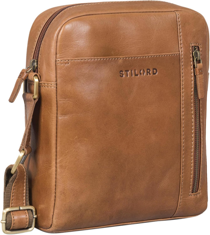 STILORD 'Clint' Schultertasche Herren klein Leder Tablettasche zum Umhängen Herrenhandtasche Echtled