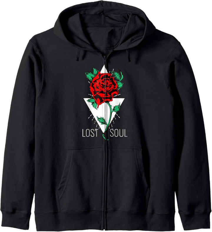 Lost Soul Rose Blume - Sad Aesthetic Edgy Streetwear Kapuzenjacke