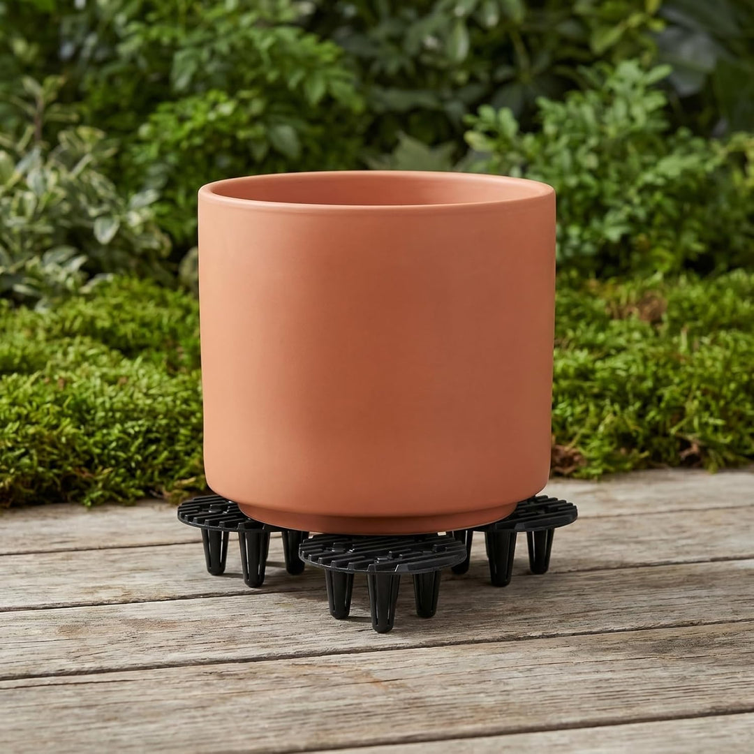POPETPOP Blumentopfheber Rund 10cm aus Kunststoff Pflanzkübelständer mit Drainagegitter für Innen Au
