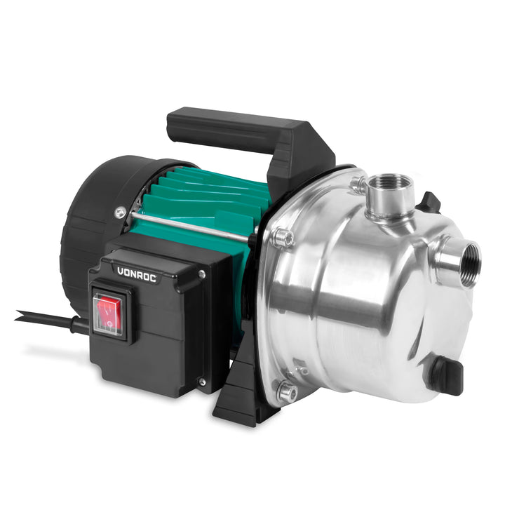 VONROC Gartenpumpe/Wasserpumpe - 1000W - 3500l/h - STST Pumpengehäuse - Zur Bewässerung des Gartens/
