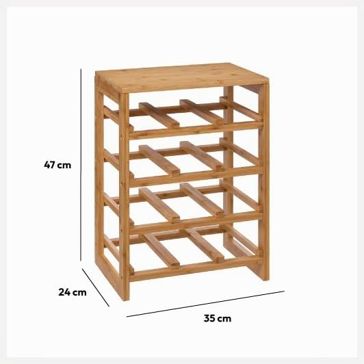 5five - Linha Flaschenregal - Bambus, 12 Flaschen, 4 Ebenen, B 35 x T 24 x H 47 cm - Freistehendes W