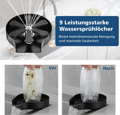 Dyna-Living Edelstahl Gläserspüler, Automatische Glasspüler Waschbecken, Glas Spüler Tassenspüler, C