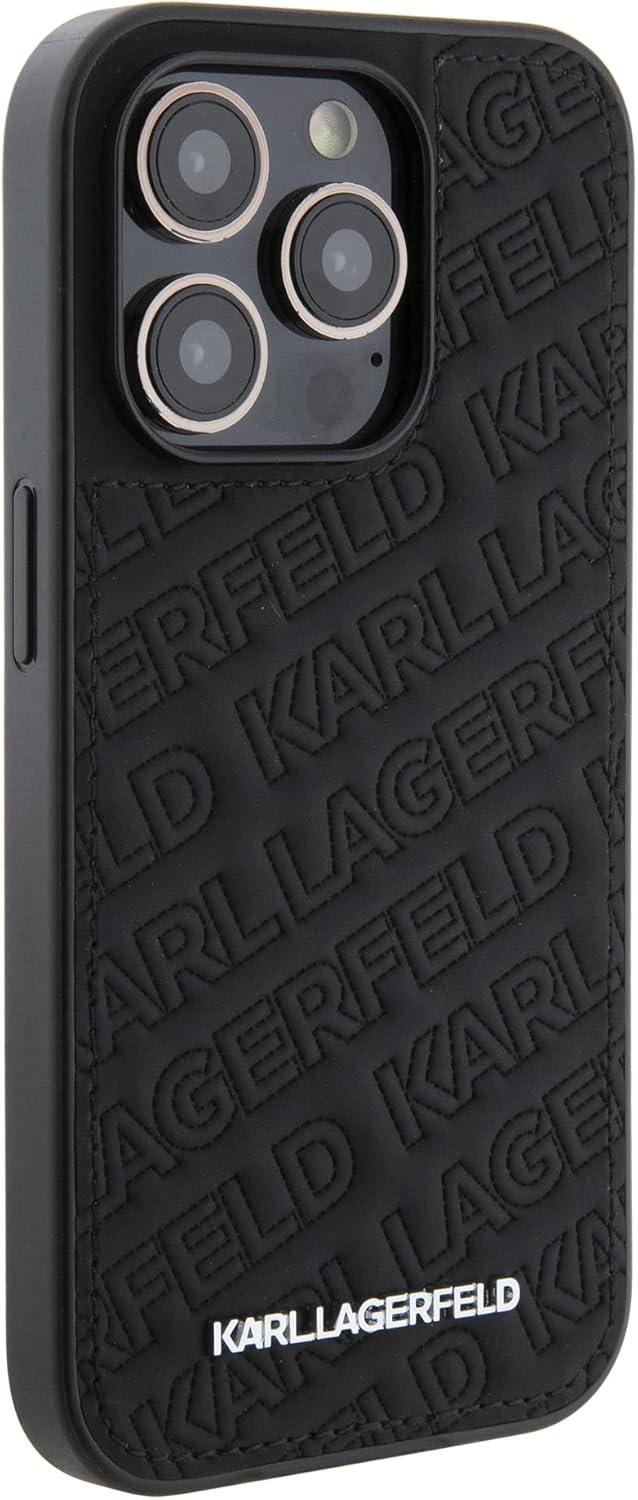 Karl Lagerfeld Gestepptes Karl Muster Hartschale für iPhone 15 Pro (Schwarz), Schwarz
