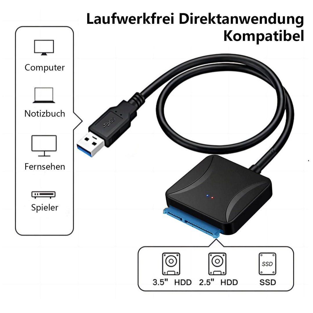2 pcs USB 3.0 zu SATA-Adapter, Ultra High Speed 2,5 "/3,5" HDD/SSD Festplatte Konverter/Adapter Kabe