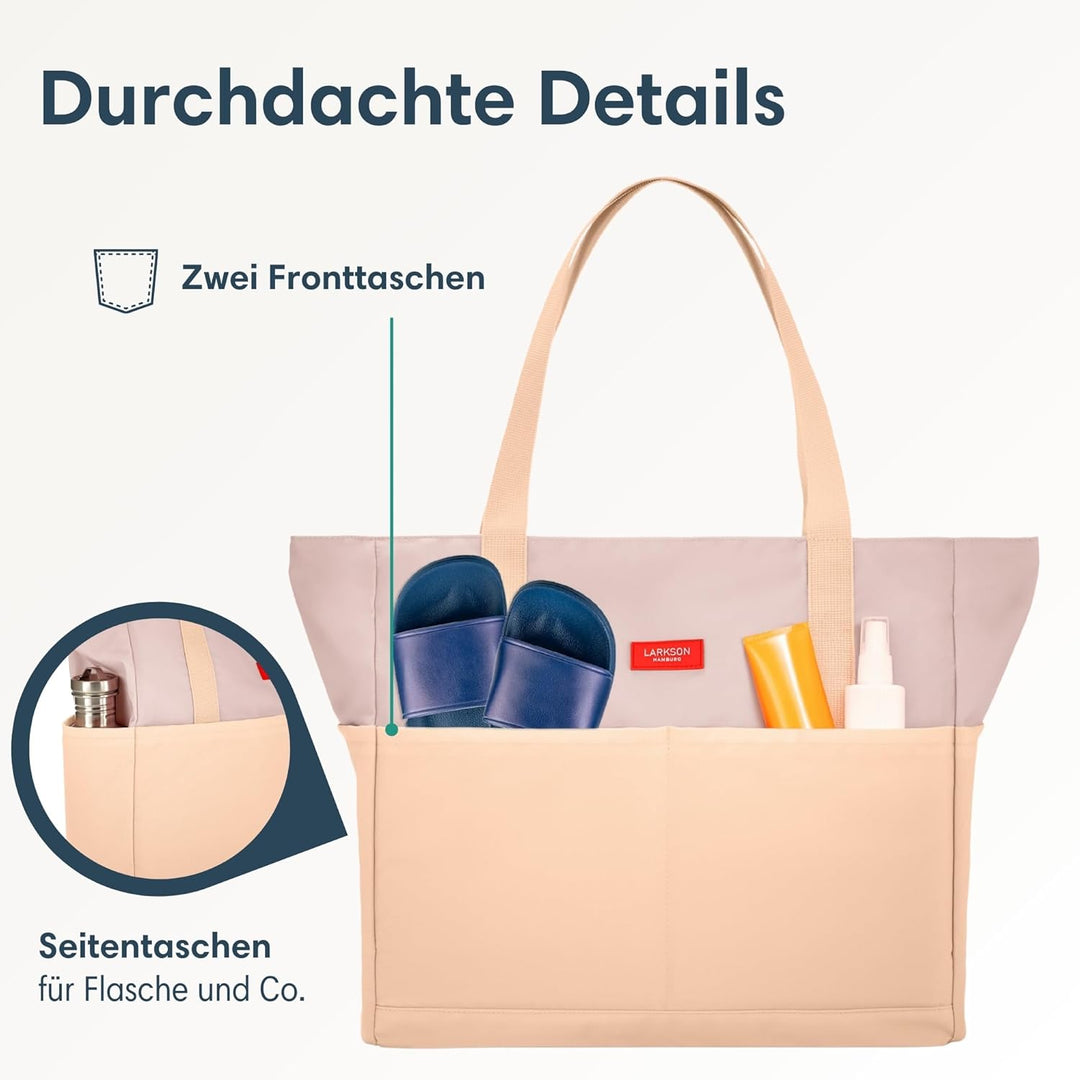 LARKSON Strandtasche Damen & Herren - Linn - Grosse Beach Bag für Strand, Schwimmbad, Pool - Tote Ba