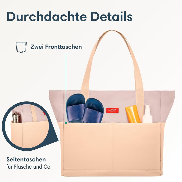 LARKSON Strandtasche Damen & Herren - Linn - Grosse Beach Bag für Strand, Schwimmbad, Pool - Tote Ba