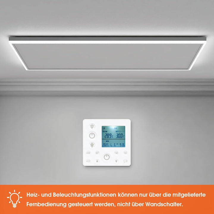 byecold Infrarotheizung mit Thermostat Deckenheizung 600W LED Beleuchtung Licht Kaltweiss/Warmweiss