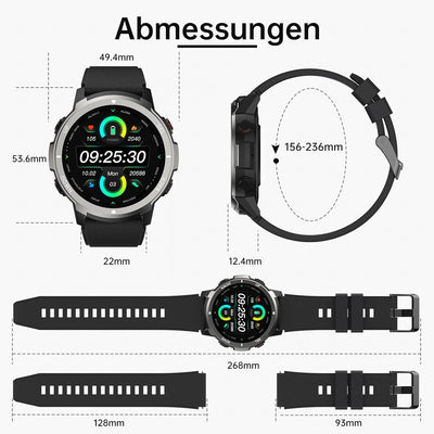 LLKBOHA Smartwatch Damen Herren mit Telefonfunktion-1,39 Zoll Touchscreen, IP68 Wasserdicht mit Herz