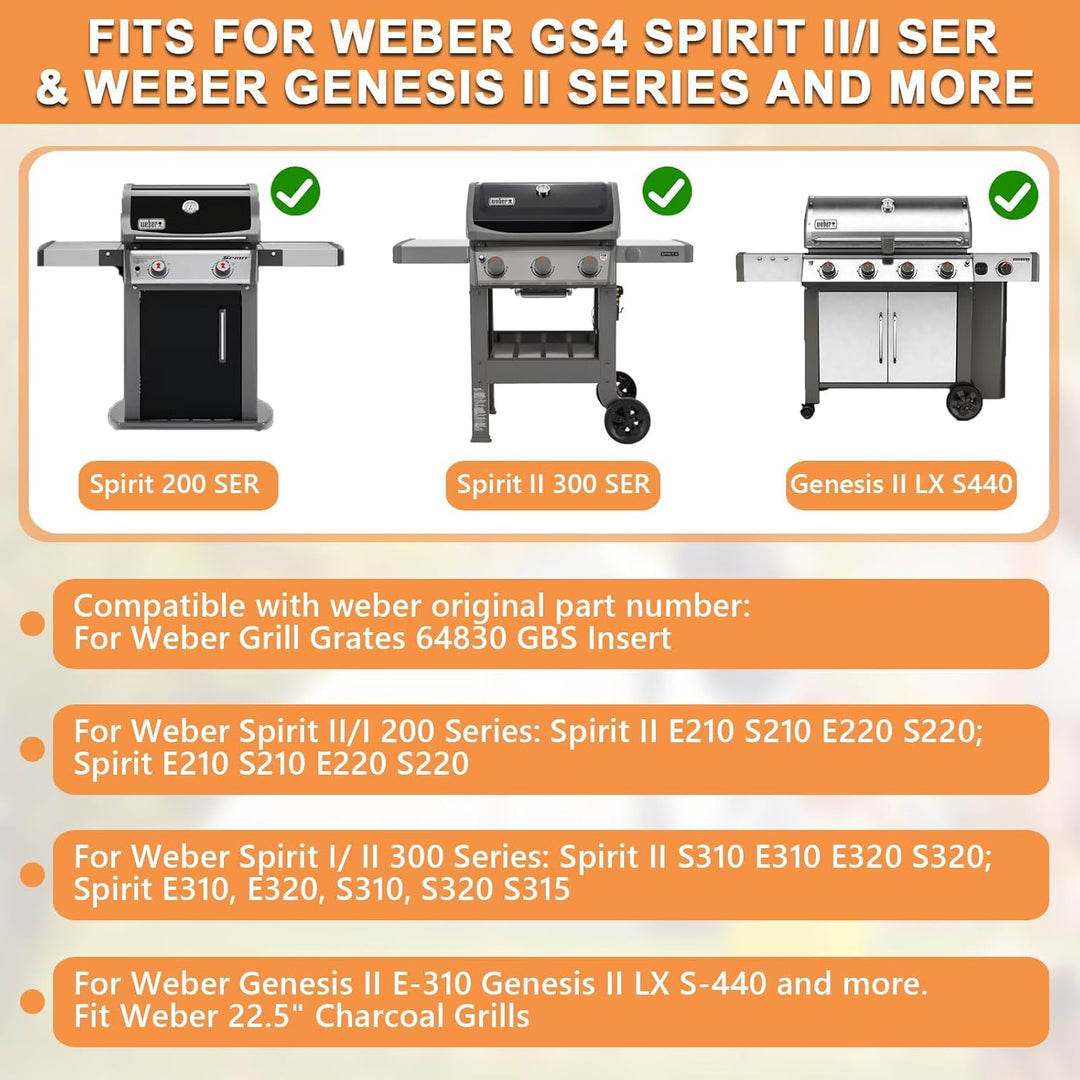 64830 Grill Ersatzteile für Weber Grillrost Gourmet BBQ System Sear Grate Weber Spirit II 200/300, S
