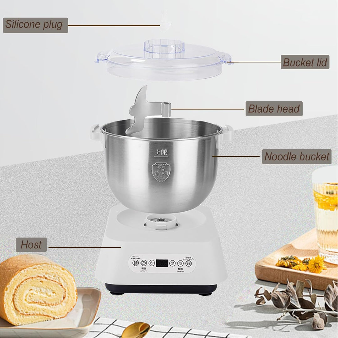 7L Edelstahl Teigmehl Mixer, Elektrischer Teigbereiter mit Fermentfunktion, Vollautomatische Teigkne