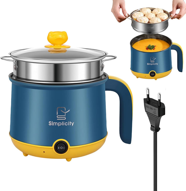 Elektrischer Hot Pot Mit Dampfgarer, Elektrische Hot Pot 1.8 L, Tragbare Mini Antihaft Multikocher,