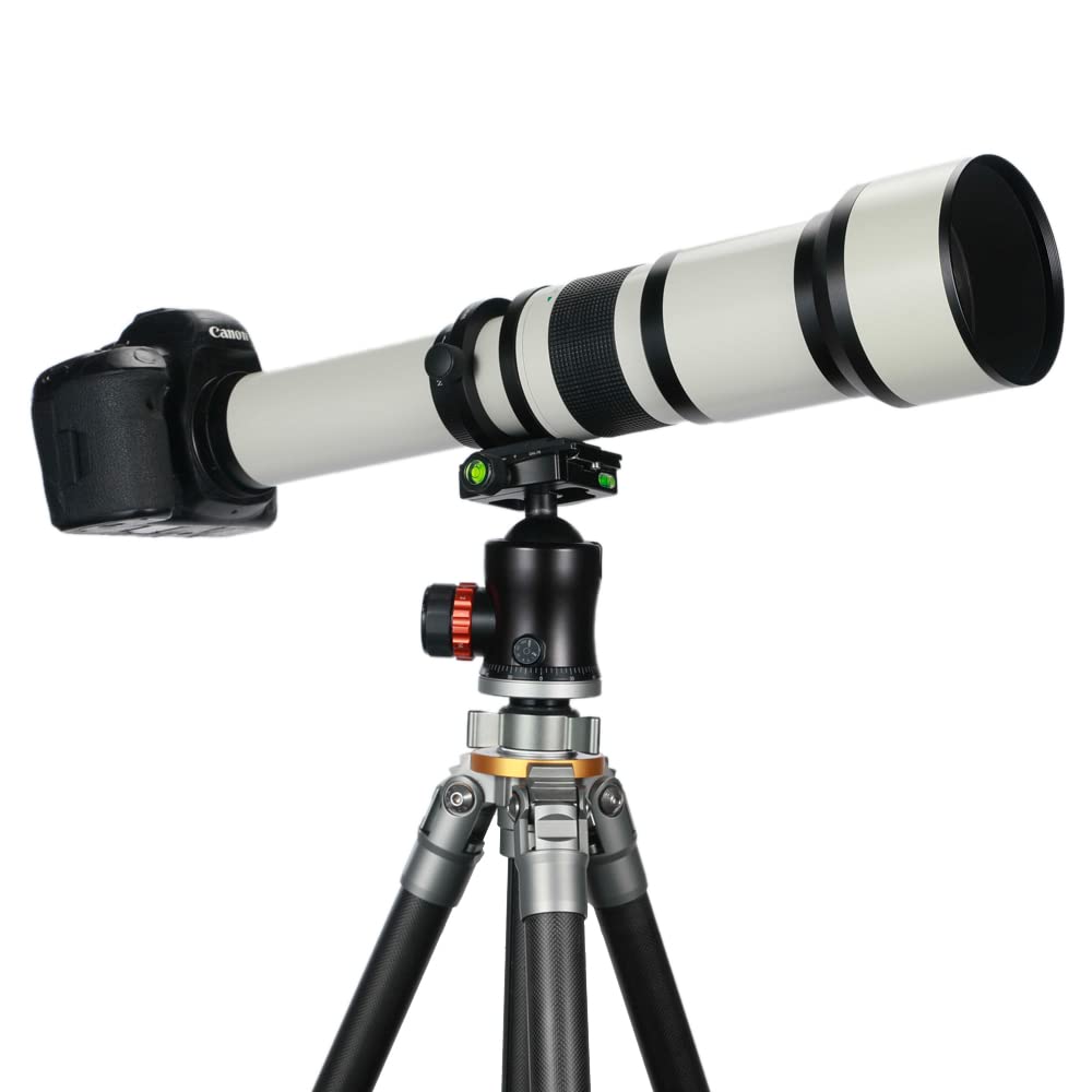 JINTU Teleobjektiv EF 650-1300mm F8 EF Objektiv für Canon SLR, Manueller Fokus MF Zoom Objektiv für