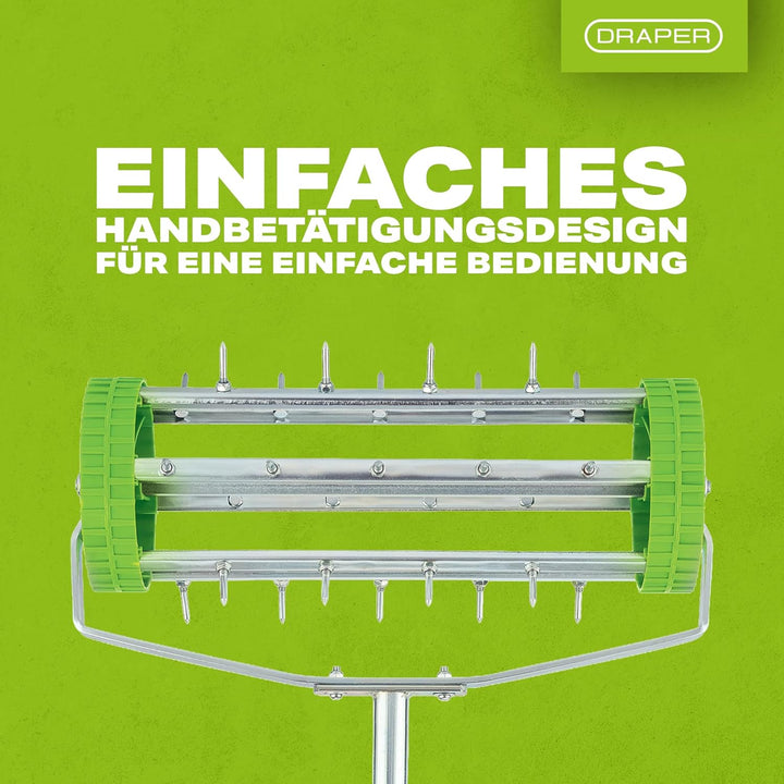 Draper Rollender Rasenlüfter mit 450 mm Stacheltrommel — 83983 — für Gartengrasbelüftung mit 33 mm Z