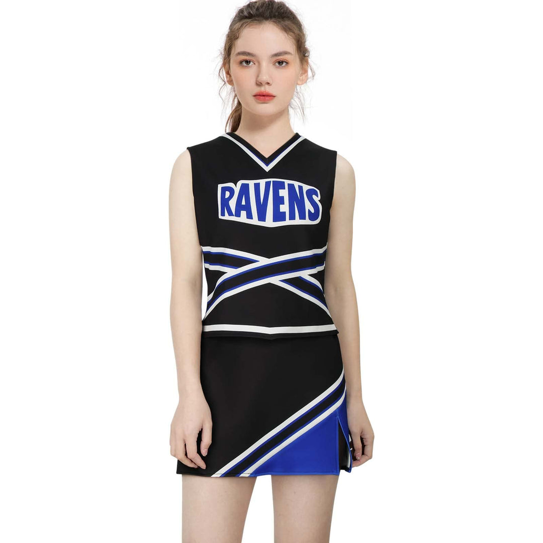 LIKUNGOU Damen Ravens Basketball Cheerleader Kostüm Cheerleading Uniform Varsity High School Cosplay