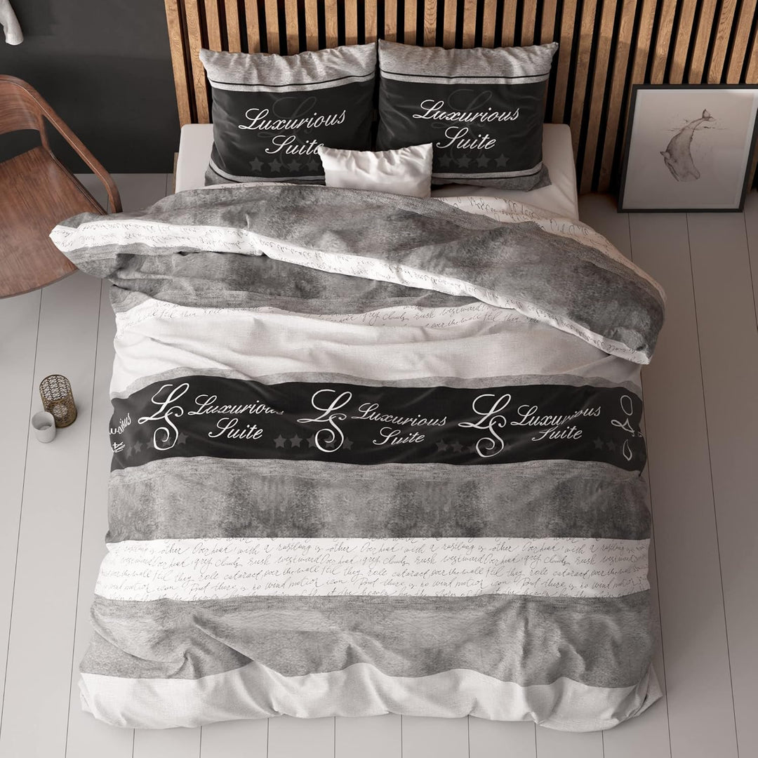 Sleeptime Bettwäsche 4teilig 135cm x 200cm 4teilig grau - 5 Sterne Hotel - weich & bügelfrei Bettbez