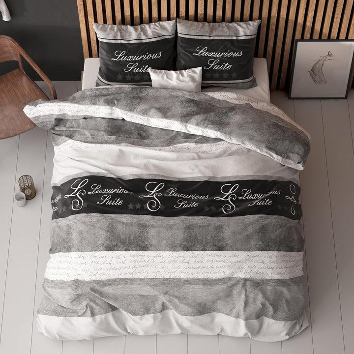 Sleeptime Bettwäsche 4teilig 135cm x 200cm 4teilig grau - 5 Sterne Hotel - weich & bügelfrei Bettbez