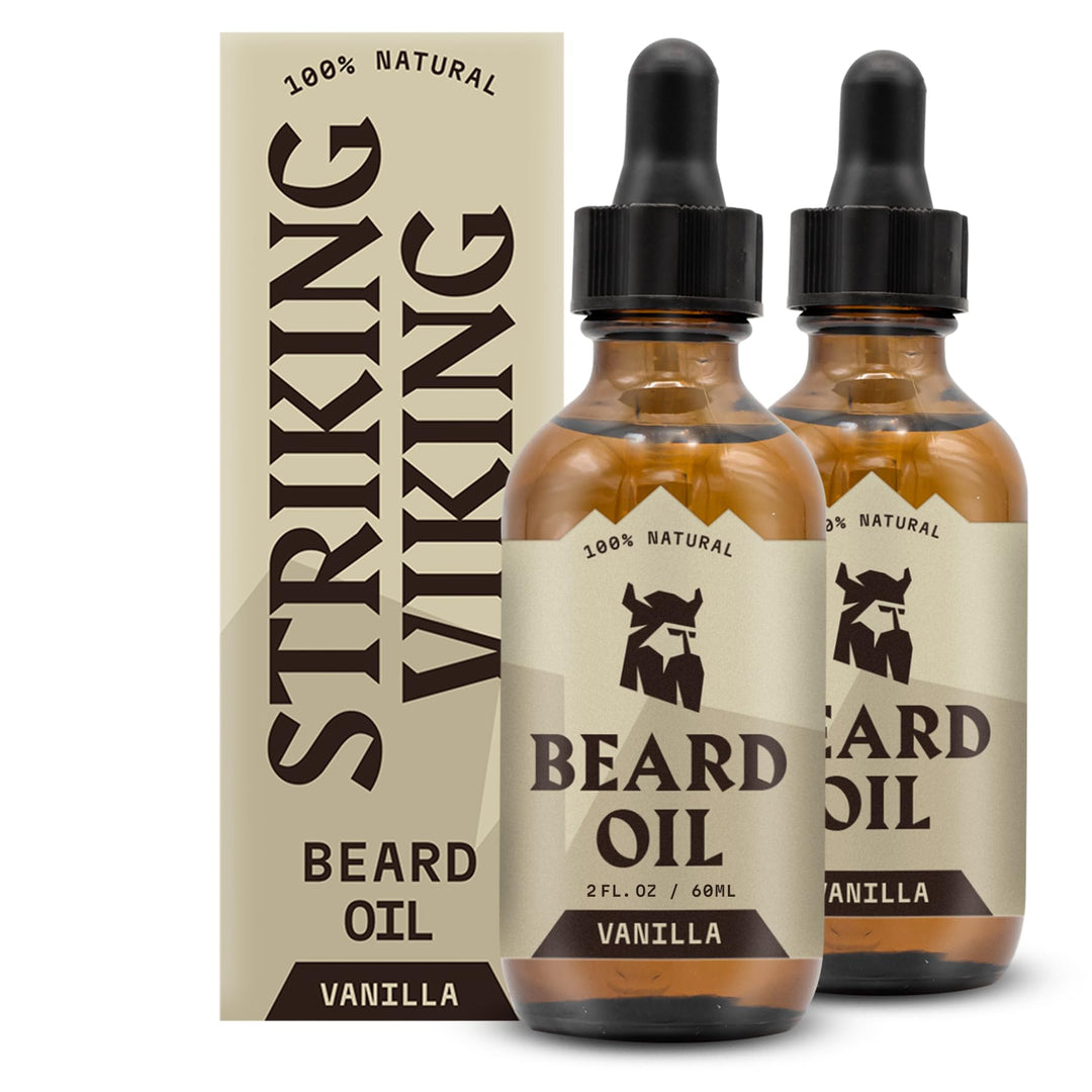 Striking Viking Vanille Bartöl Set - 60 ml, 2er Pack, Vanille - Gegen Juckreiz & Trockenen Bart - Jo