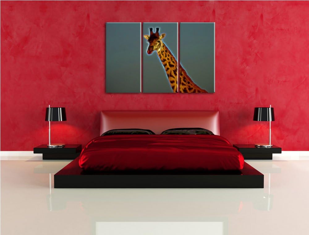 maiestätische Giraffe NewArt 3-Teiler Leinwandbild 120x80 Bild auf Leinwand, XXL riesige Bilder fert