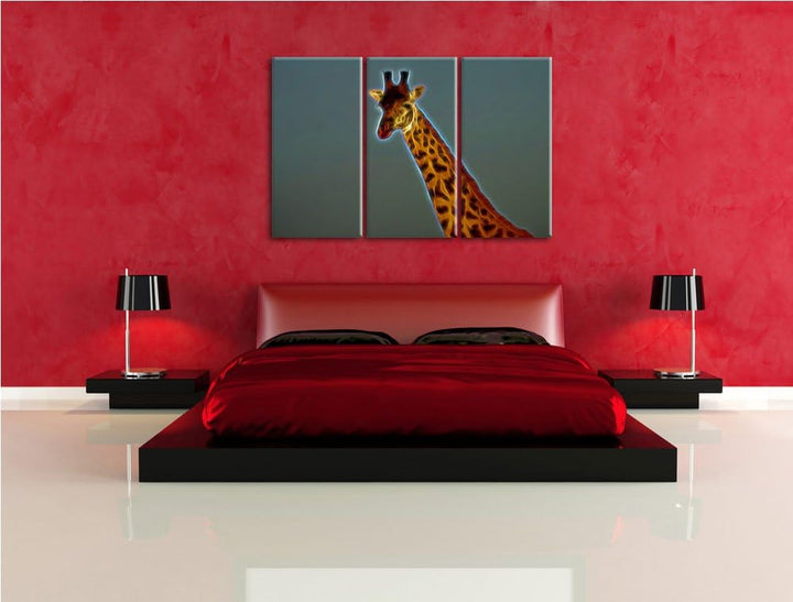 maiestätische Giraffe NewArt 3-Teiler Leinwandbild 120x80 Bild auf Leinwand, XXL riesige Bilder fert