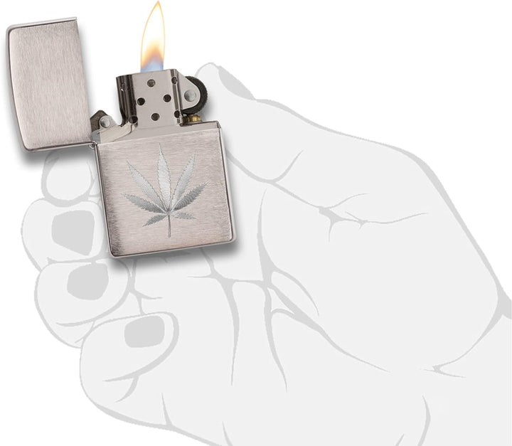 Zippo – Leaf Design Engraved, Chrome Brushed – Benzin Sturm-Feuerzeug, nachfüllbar, in hochwertiger