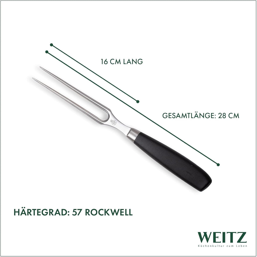 WEITZ Fleischgabel 16cm – Robuste Tranchiergabel aus rostfreiem Edelstahl – Ergonomischer Griff für