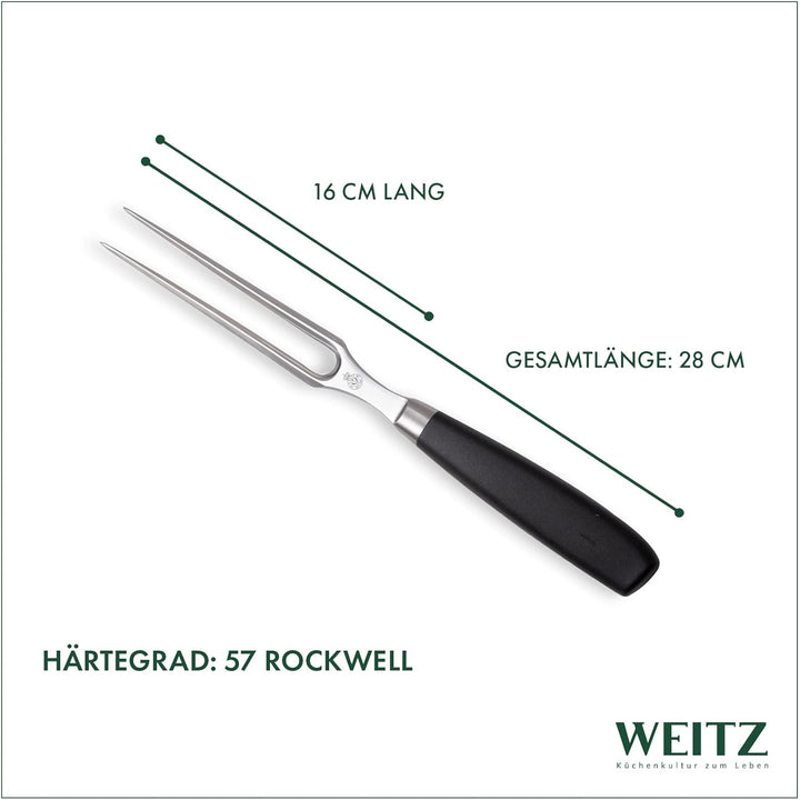 WEITZ Fleischgabel 16cm – Robuste Tranchiergabel aus rostfreiem Edelstahl – Ergonomischer Griff für