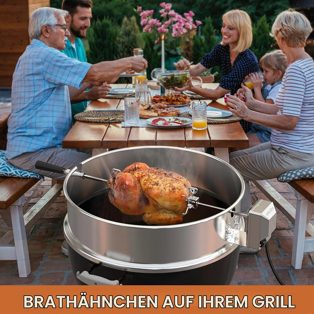 onlyfire Upgrade Edelstahl Grillspiess Set für Weber 57cm Kettle Holzkohlegrill, Inkl. Kohlekörbe un