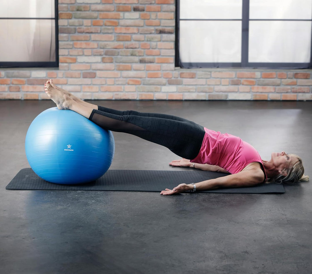 BODYMATE Gymnastikball Sitzball Trainingsball mit GRATIS E-Book inkl. Luft-Pumpe, Ball für Fitness,