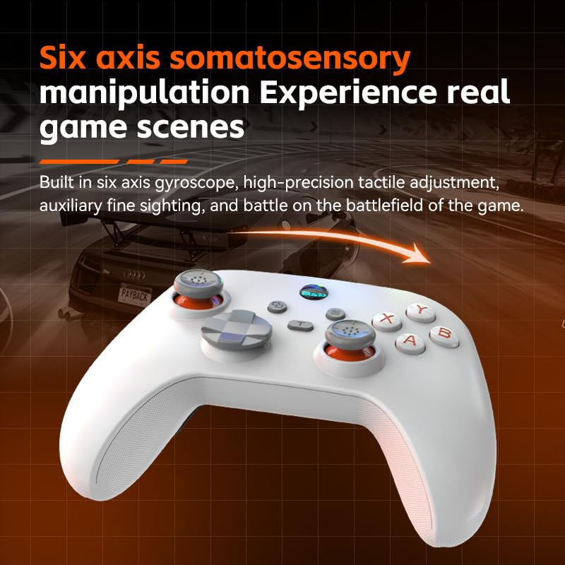 UHM PC Controller, Wireless 2.4G PC Gaming Controller PC Android Switch iPhone 6 Axis-Gyroskop,Hall-