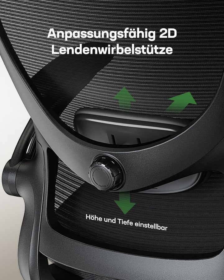 Marsail Bürostuhl Ergonomisch, Schreibtischstuhl mit 3D PU Armlehnen und Verstellbarer Lendenwirbels